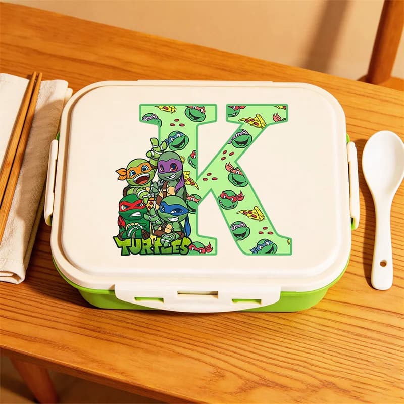 Teenage Mutant Ninja Turtles Anime Letter A-z Lunch Box per ragazzi Forniture per studenti Bento Box Contenitori per alimenti Lunch box per la scuola Regalo