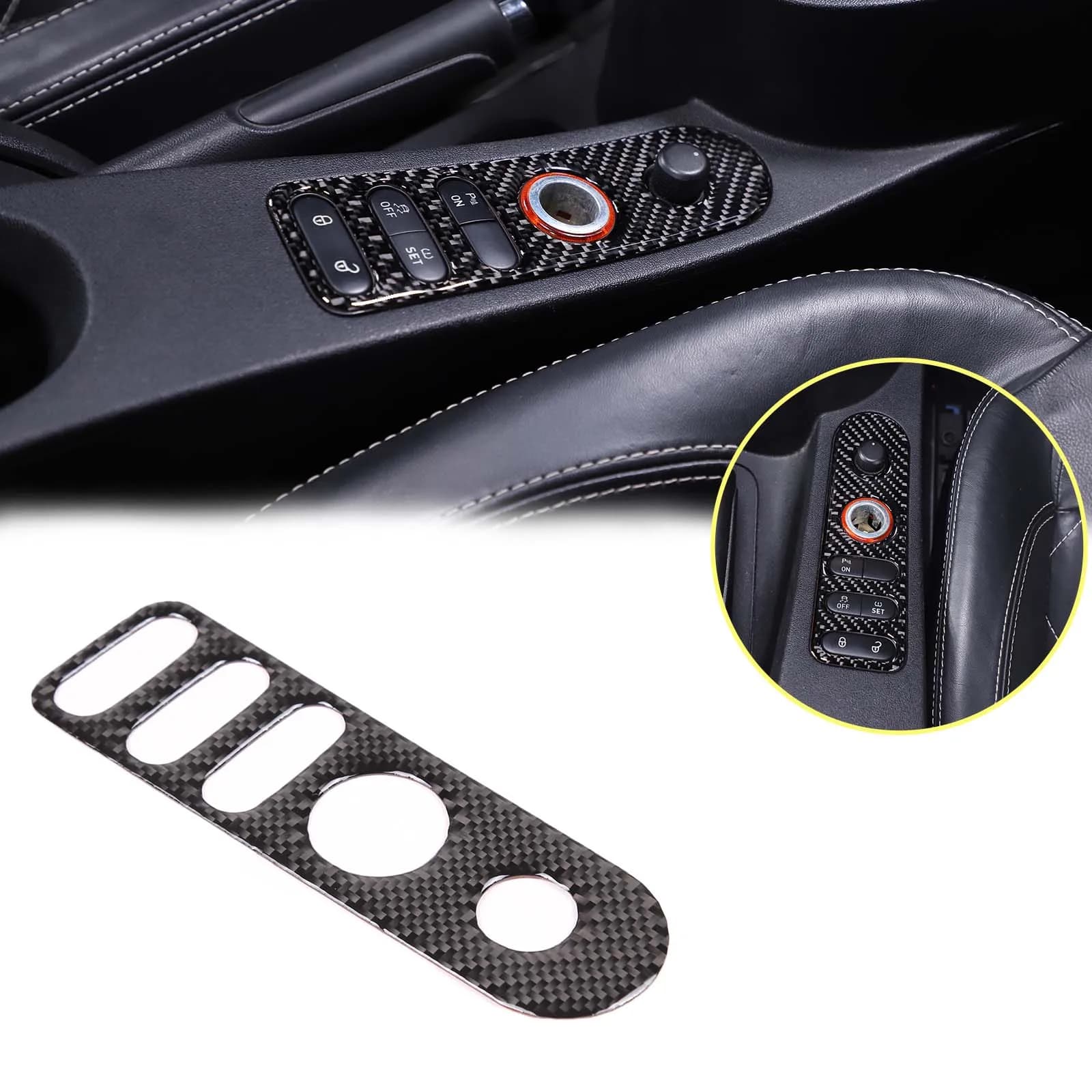 For Seat Leon 2008-2012 soft carbon fiber car styling car central door lock button frame cover sticker car interior accessories
