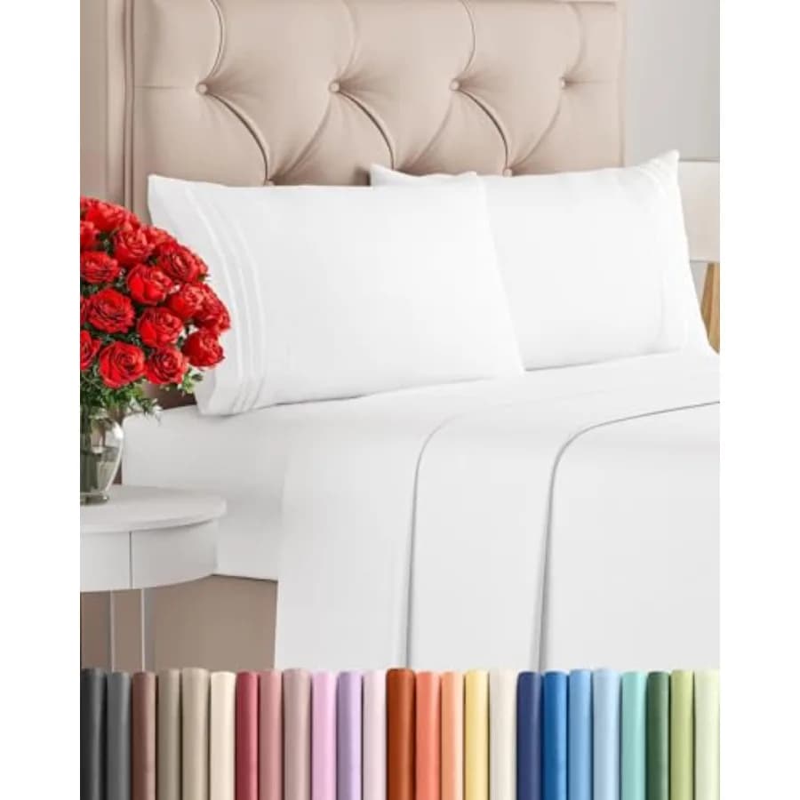 Set di 4 Lenzuola - Comode, Traspiranti e Rinfrescanti - Lenzuola di Lusso per Hotel per Donne e Uomini - Tasche Profonde, Facili da Adattare