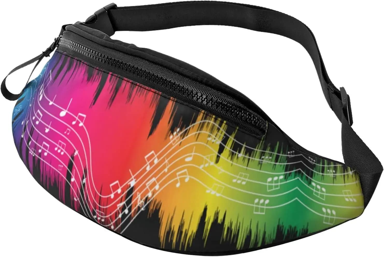 Marsupio con note musicali alla moda per donna e uomo, borsa a tracolla con tracolla regolabile per corsa, escursionismo, ciclismo