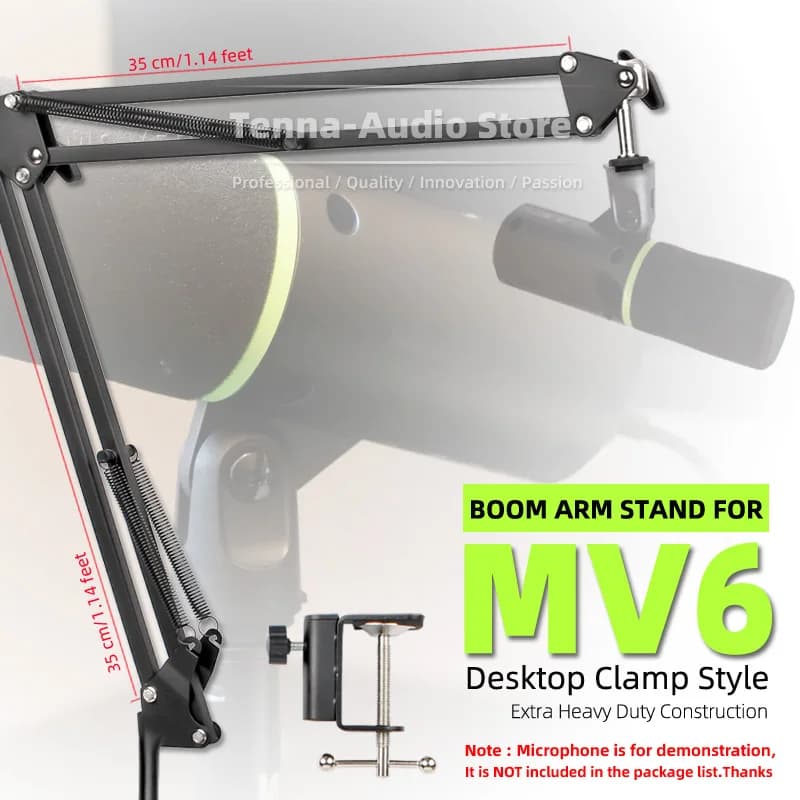 Supporto per supporto per microfono Parte compatibile con Shure MV6 MV 6 USB Scissor Tavolo da scrivania Supporto per braccio per microfono Supporto per sospensione da tavolo