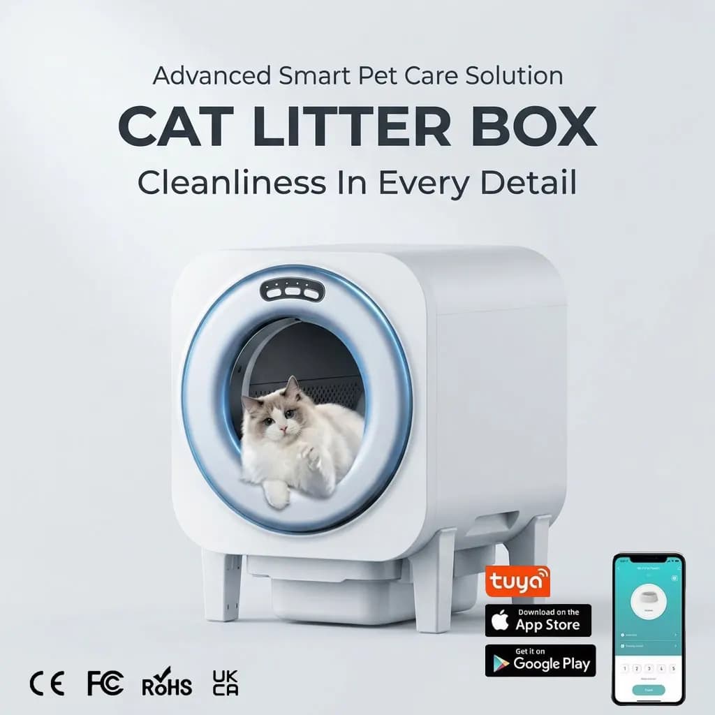 Cross-border Smart Litter Box Fully Enclosed Extra-large Automatic Cat Toilet Self-cleaning Video Monitoring ABS Plastic EC Sand