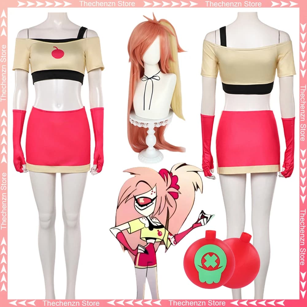 Vestito operato Cherri Bombs Cosplay per le donne Parrucche Abbigliamento 2025 TV Hell Hotel Costume Halloween Donna adulta Gioco di ruolo Abiti da festa