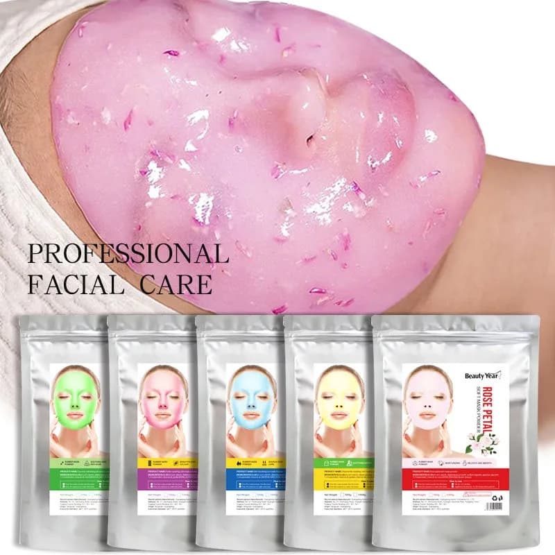 Maschera in Polvere Idratante per Salone SPA, Cura della Pelle del Viso, Sbiancante, al Collagene di Rosa, Peel-Off Fai-da-Te, Maschera in Gelatina per il Viso