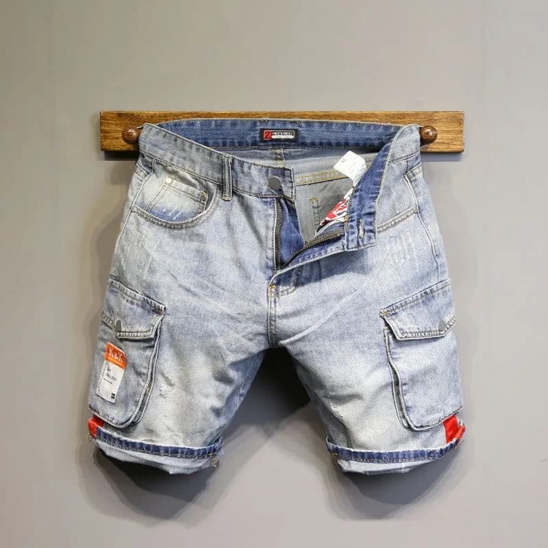 Summer New Fashion Trend American Retro Workwear Denim Shorts Men's Casual Loose Straight Sports High-Quality Shorts 28-36