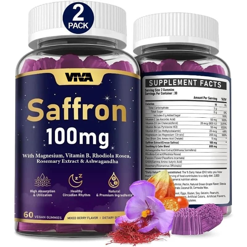 Adult saffron supplements - 100mg organic saffron extract, containing magnesium, Rhodole rosemary and vitamins