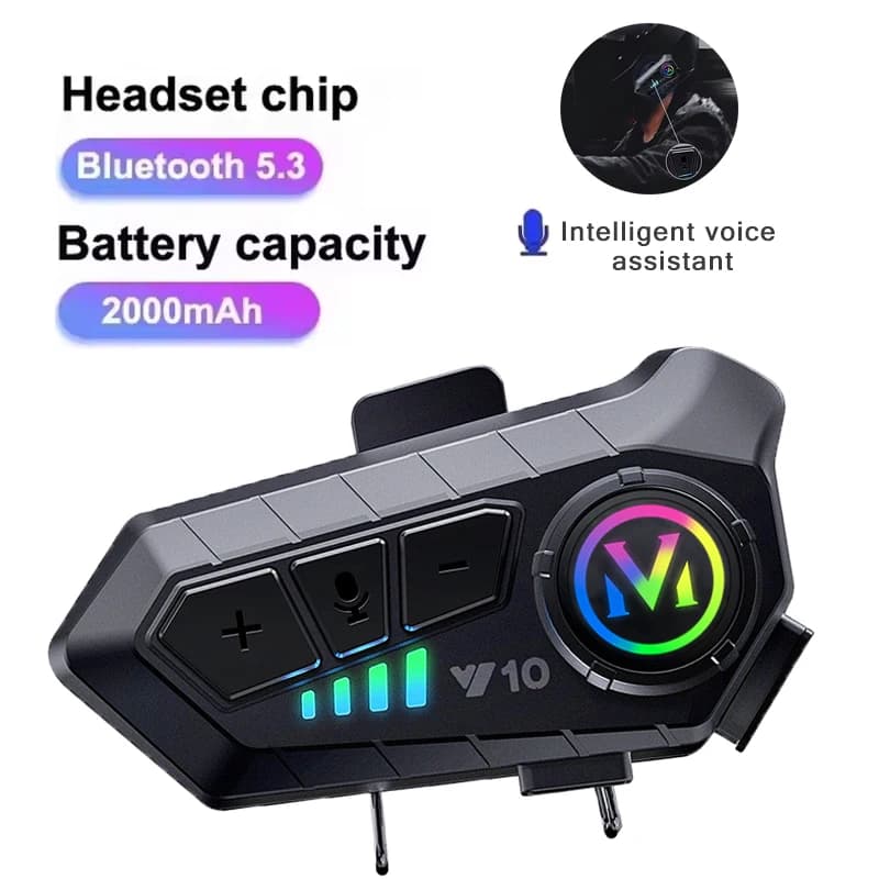 Y10 motorcycle helmet Bluetooth headset 5.3, waterproof noise reduction wireless hands-free voice function, MP3 player speaker
