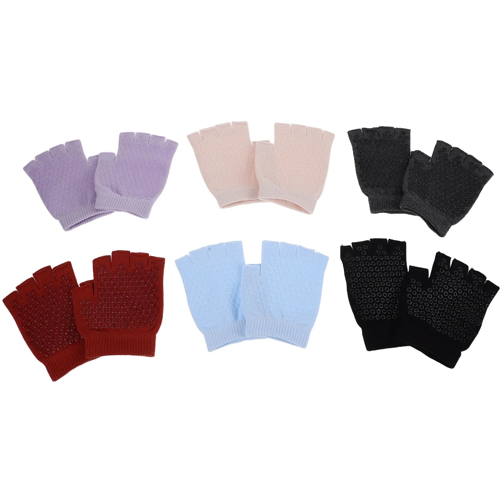 6 Paia di Guanti senza Dita Antiscivolo per Pilates e Yoga, Breathable Gloves for Training, Fitness, Gym and Cycling
