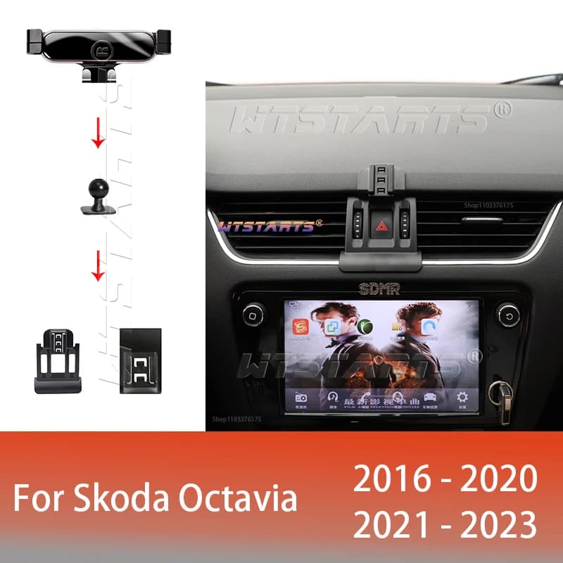 For Skoda Octavia/PRO 2016-2023 adjustable car telephone support Mobile Gravity GPS accessories for swivel navigation bracket