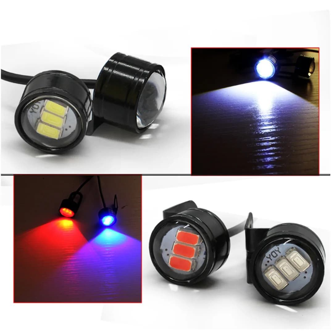 Fendinebbia per moto, fari, flash di marcia diurna, luci di guida super luminose, luci di segnalazione retromarcia a LED Eagle Eye