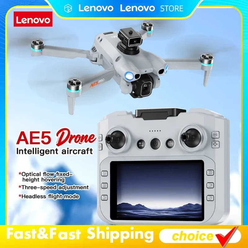 Drone RC Pieghevole Lenovo AE5 2026 con Fotocamera 8K HD 4K, Motore Brushless, WIFI, Telecomando con Schermo, Quadricottero Professionale