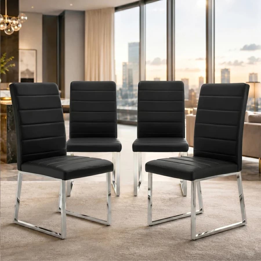 4-Pack - Heavy-duty chairs set: 2.1" thick cushion, iron frame, perfect for home or office. Classic colors, great value W115113