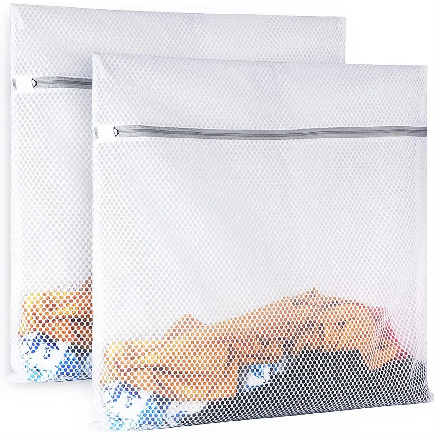 2 XX-Large Honeycomb Mesh Laundry Bags for Washing Machine, 24x24 Inches Durable Lingerie Bags for Travel Storage and Clothes