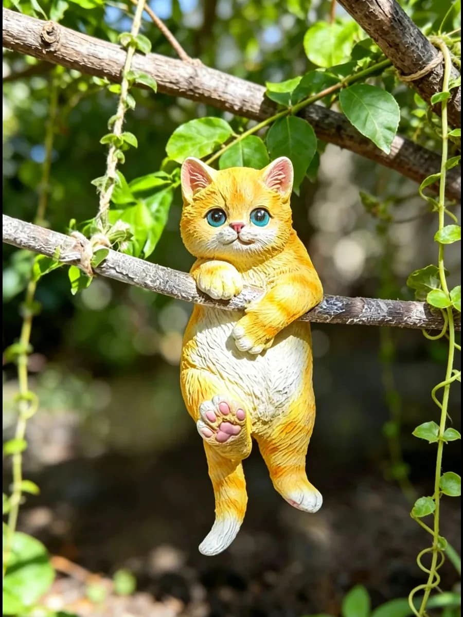 Cute Cat Statue , Courtyard Balcony, Flower Garden, Outdoor Homestay, Hanging Decorations, Tree Animals, Hanging Ornaments