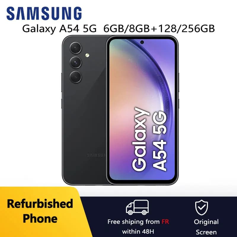 Samsung Galaxy A54 5G Originale 6.4 "AMOLED 6/8 GB RAM 128/256 GB Octa Core Exynos NFC Telefono cellulare sbloccato Eccellente Co