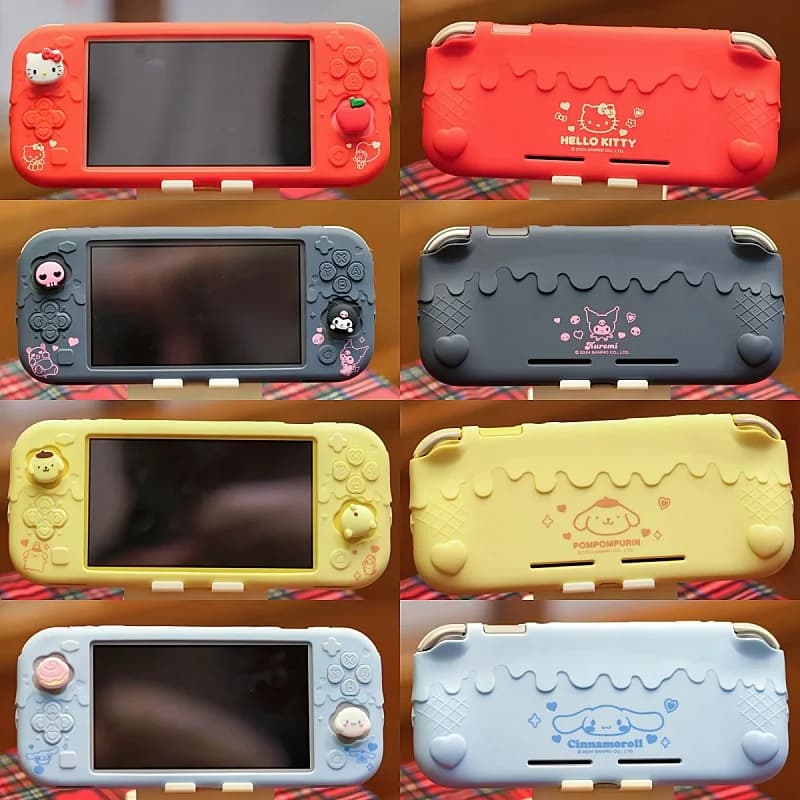 Custodia protettiva in silicone per Nintendo Switch Lite Hello Kitty Kuromi Cinnamoroll Anime Design Soft Shell Set completo di giocattoli regalo