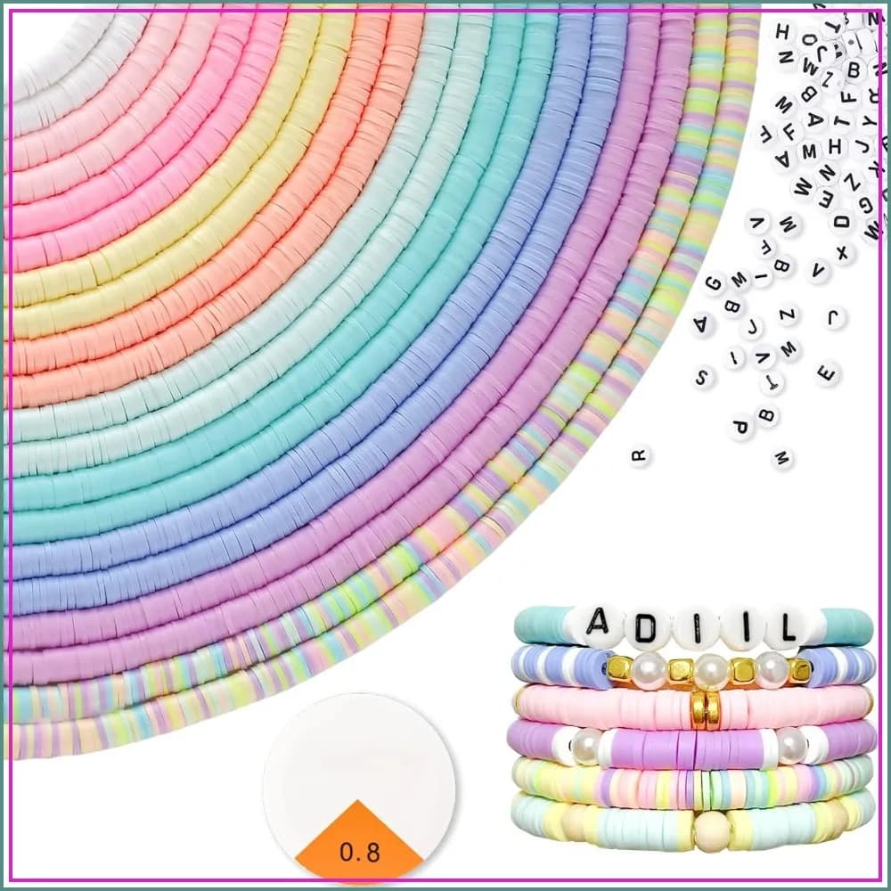 7200pcs Clay Beads Bracelet Making Kit, 6mm Polymer Heishi Beads for Jewelry Making, Friendship Bracelet Kit Birthday Gift