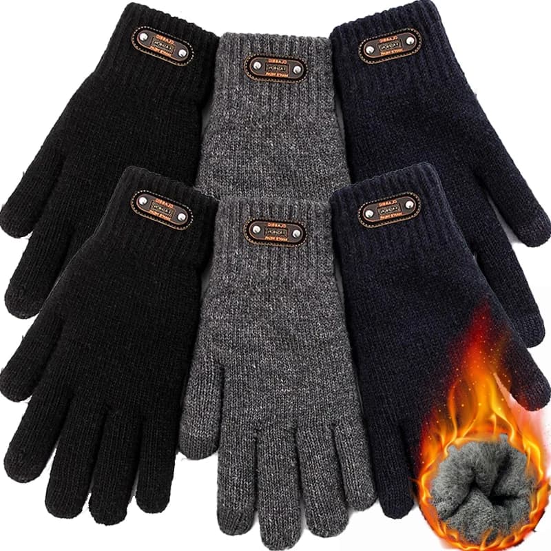 Guanti touch-screen lavorati a maglia Guanti invernali da ciclismo per bambini Guanti spessi a doppio strato resistenti al freddo Studenti Guanti in cotone caldo per esterni