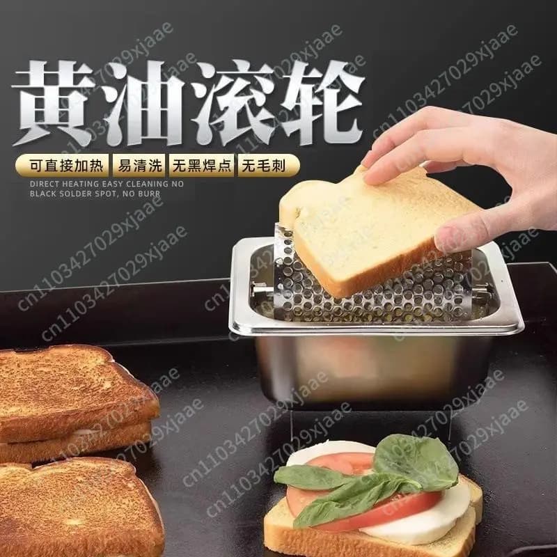 304 stainless steel burger butter roller, rubber coated