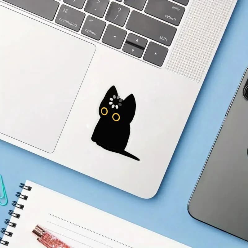 Black Cat Void Loading Sticker Cute Silly Funny Durable Sticker for Laptop Car Luggage Skateboard Perfect for Teens Adults