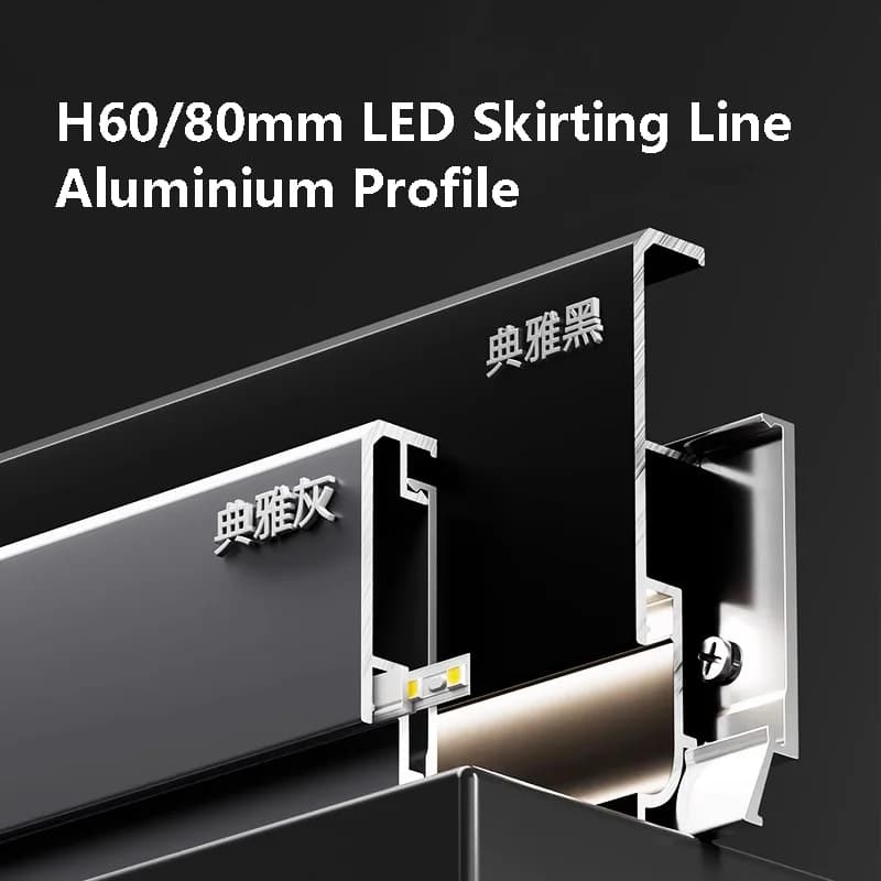 Battiscopa a LED H6/8CM Profilo in alluminio PC Canale diffuso Montaggio superficiale Angolo a parete Sottile Battiscopa Lampada lineare