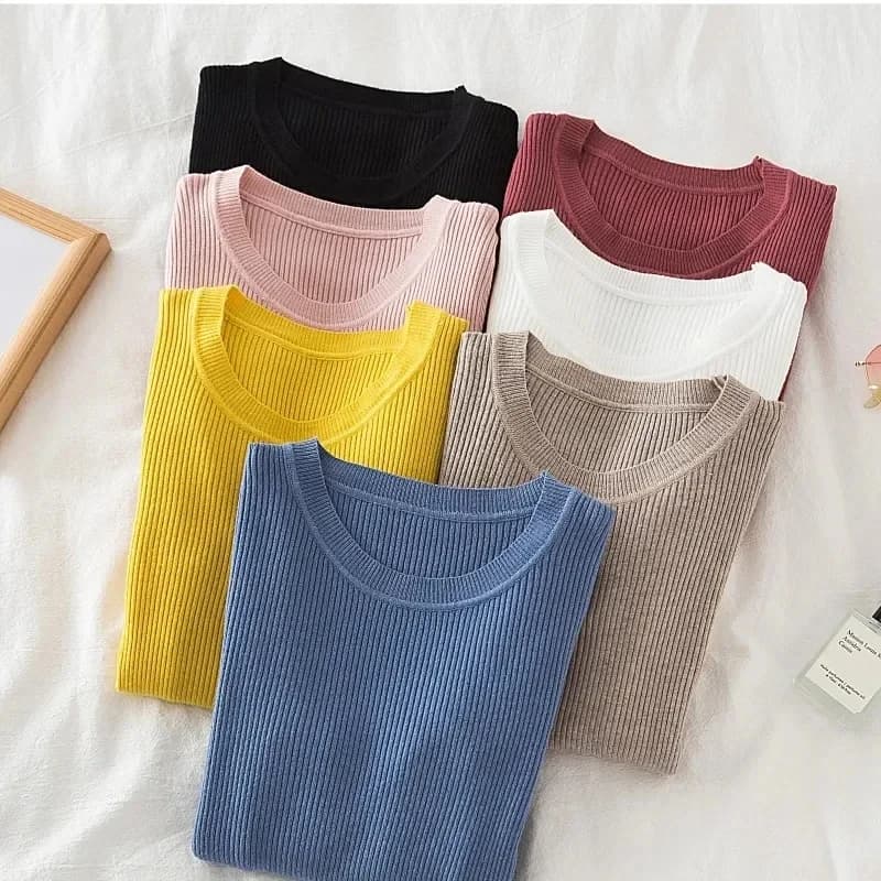 Zjaiss Autunno Pullover a maniche lunghe 2026 Maglione da donna Top basic Moda O Collo Elastico femminile Inverno Solido maglione lavorato a maglia