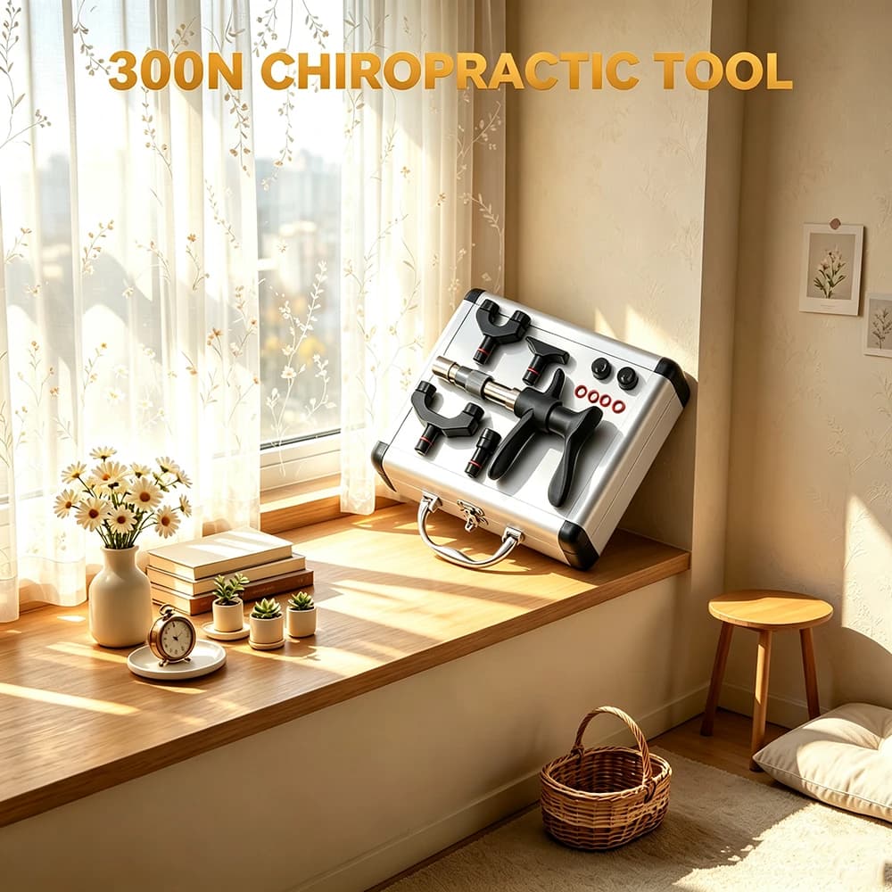 300N Portable Chiropractic Adjusting Tools Spine Therapy Adjust Vertebration Body Massager 4 Heads Manual Gun Set