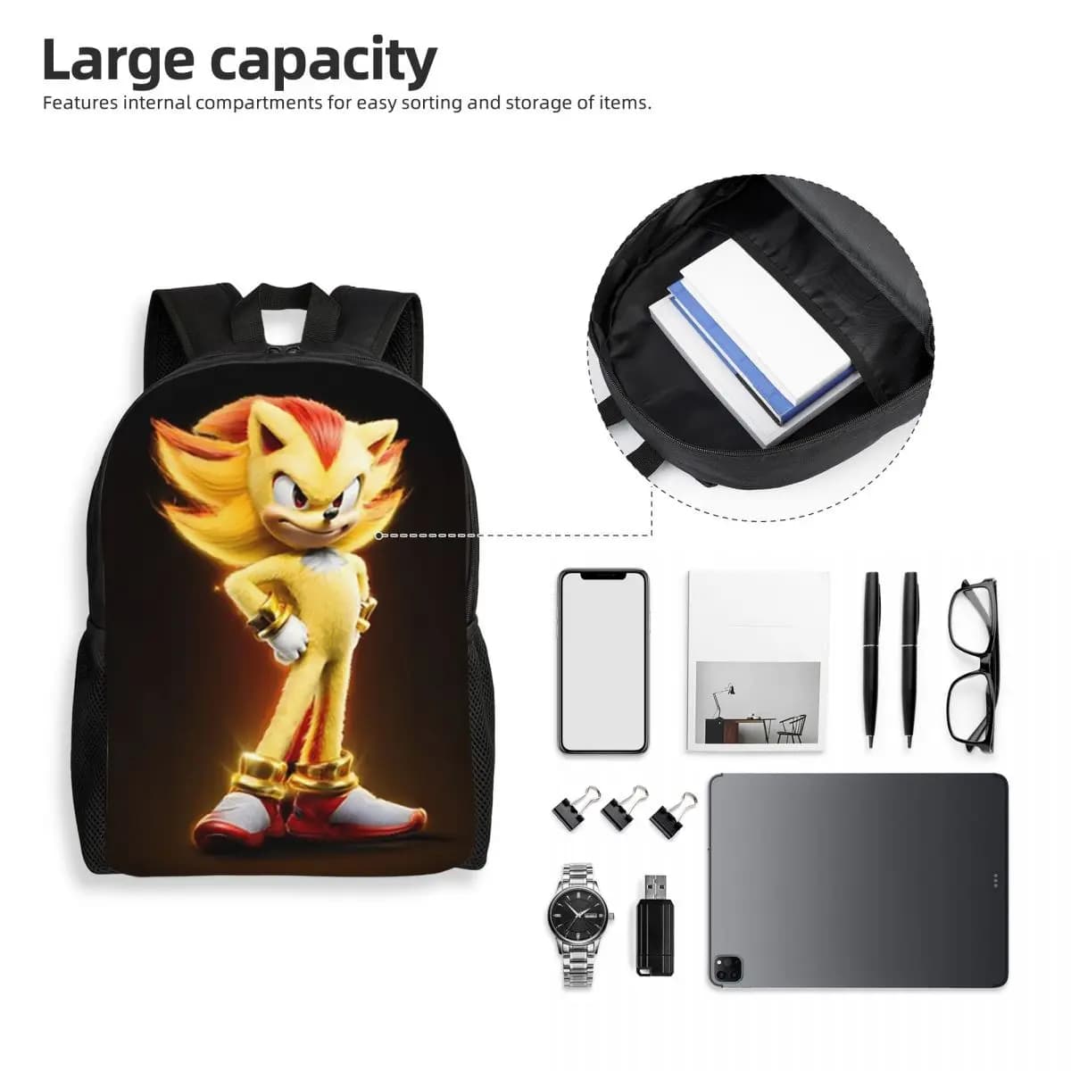 Super Shadow Backpack Student Boys Girls BookBag School Bag Laptop Shoulder Bags