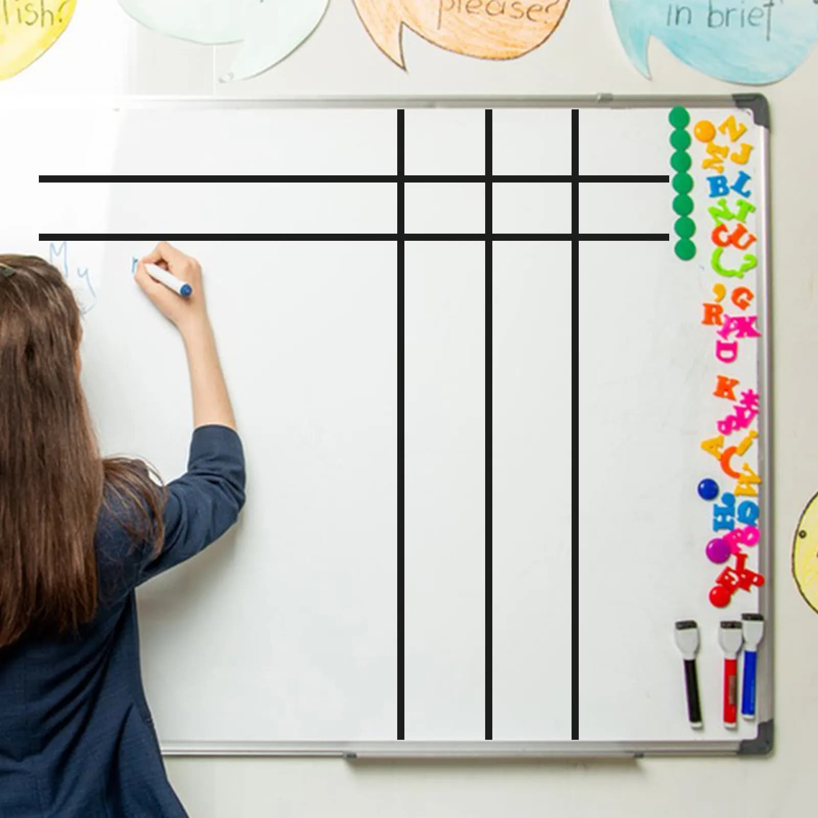 10 Pezzi Nastro Adesivo a Strisce Sottili per Lavagna, Nastro per Marcatura a Griglia Facile da Tagliare e Applicare per Grafici, Ufficio, Aula, Casa