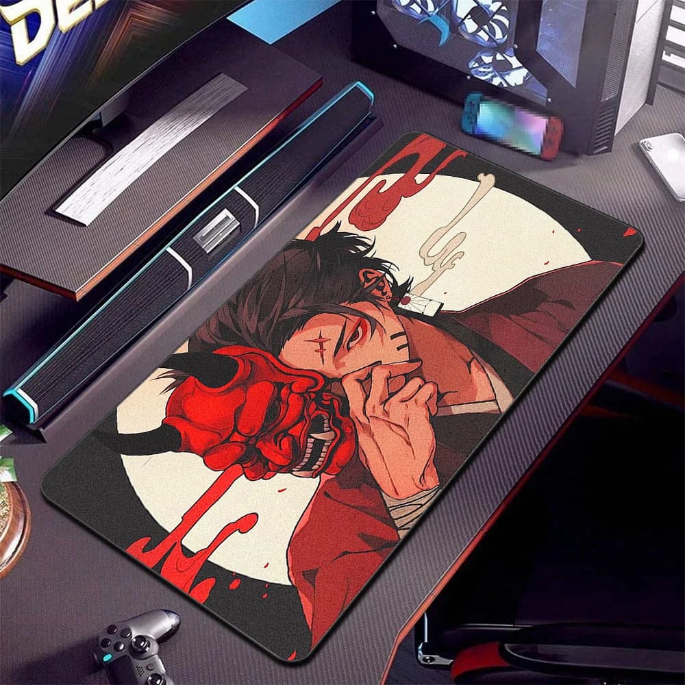 Devil Samurai Maschera Tappetino per mouse in gomma Anime Gaming Tappetino per mouse grande Gamer Bordo di bloccaggio Tappetino per mouse per computer Tappetino per scrivania in gomma per ufficio grande