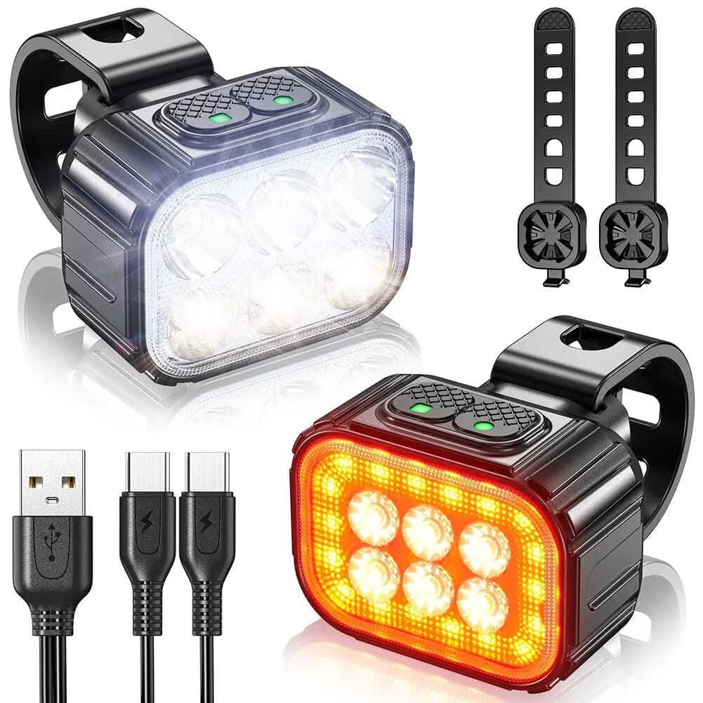 Bicicletta Q6 Light Set bici LED luci posteriori anteriori carica USB MTB bici da strada evidenziare lampada ciclismo luce lampada accessori ciclismo