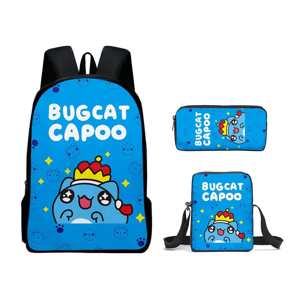 Classic Popular Bugcat Capoo 3D Print 3pcs/Set pupil School Bags Laptop Daypack Backpack Inclined shoulder bag Pencil Case