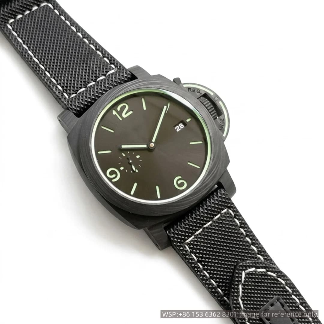 Top Luxury Men Watch 44mm Premium Carbon Fiber Case Full Green Luminous Mechanical Custom Automatic Movement Sport Wristwatch