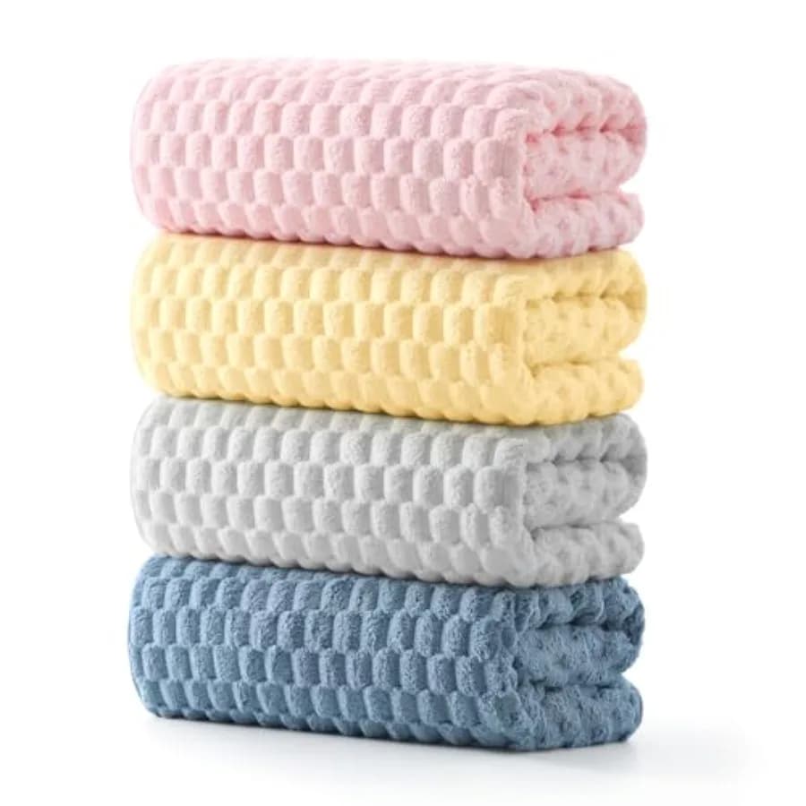 Set di 4 Asciugamani in Microfibra - Extra Grandi, Super Assorbenti, ad Asciugatura Rapida, Stile Waffle per Bagno, Spa, Palestra e Viaggi - Lussuosi