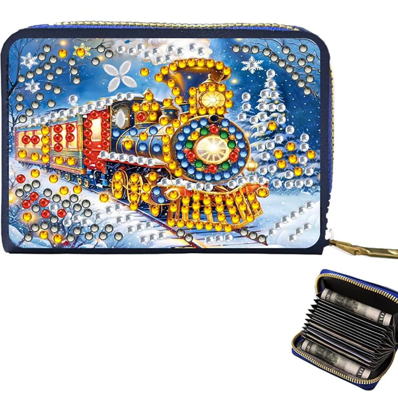 Kit Fai-da-Te per Diamond Painting 5D, Portamonete con Diamanti (Treno)