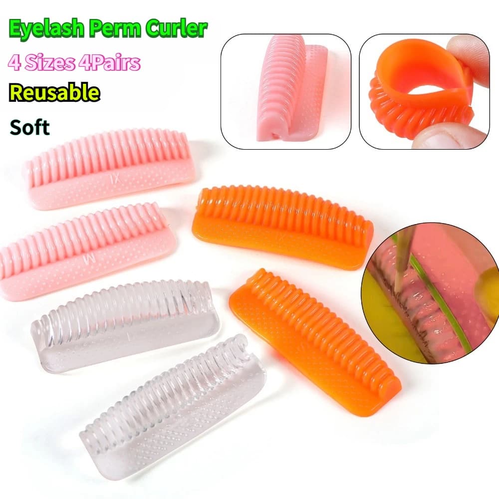 New 4Sizes 4Pairs Lash Lift Rods New No Glue Eyelash Lifting Shield Self Sticky Lash Lift Pads Reusable Soft Eyelash Perm Curler
