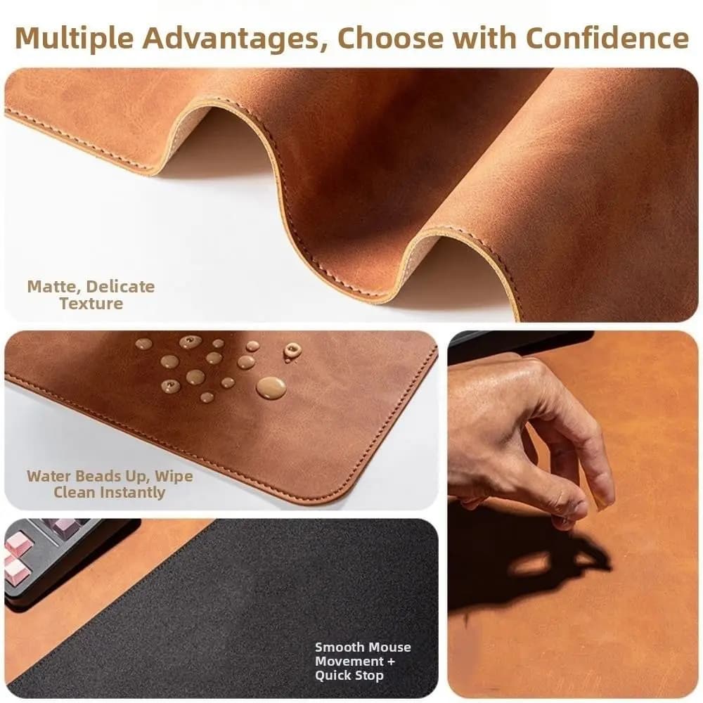 Durable Portable Retro Mousepad PVC Leather Large Esports Table Mat Double-sided Waterproof Mouse Pad Gaming