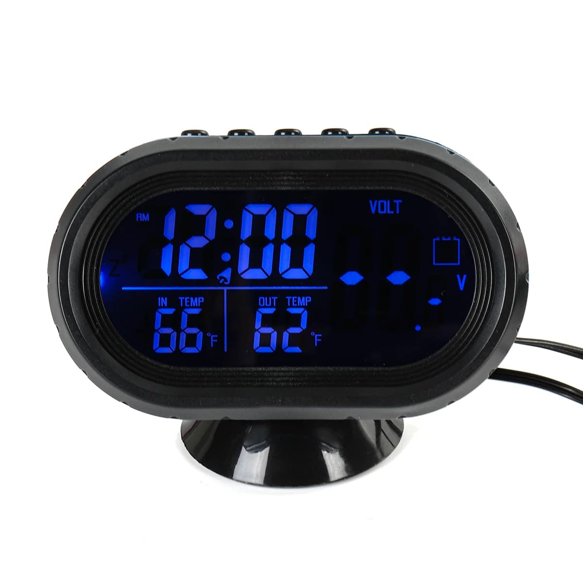 4 In 1 12V-24V HD Multi-function Digital Voltmeter Temperature Clock Thermometer Electronic Clock Night Light