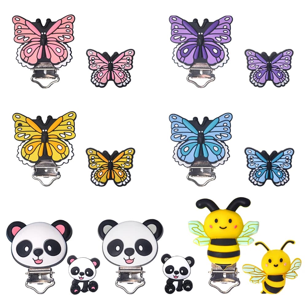 LOFCA 2 pezzi clip ciuccio in silicone margherita fiore koala panda set di perline animali per collana accessori gioielli strumenti