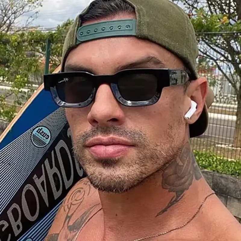 Small Sunglasses Rectangular Sunglasses with Thick Frame Square Men's Sunglasses Black Blue Women's Sunglasses Uv400 Unisex Glasses