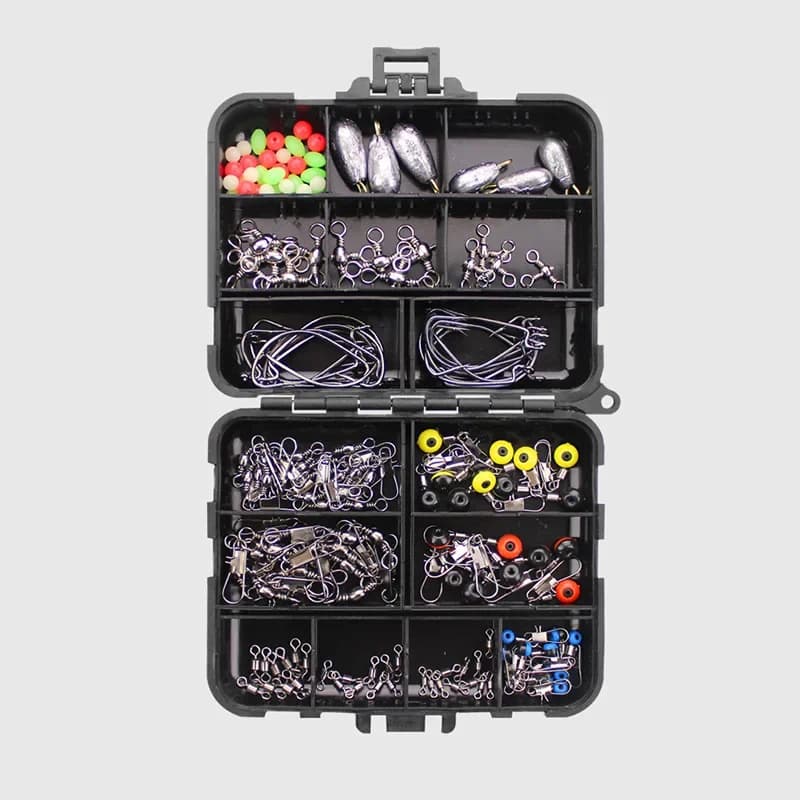 160/187pcs Fishing Instruments Accessories Kit Jig Hooks Weights Fishing Rods Spool Connectors with Fishing Equipment Lure Box