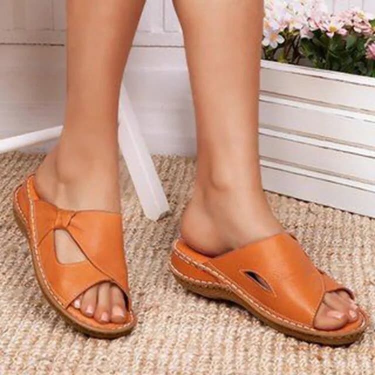 Sandali Donna Plus Size 35-43 2023 Nuovo Retro Estate Piatto Casual Pantofole da spiaggia all'aperto Piattaforma con zeppa femminile Scivoli ortopedici