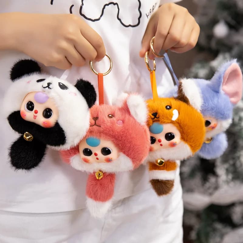 Simpatico ciondolo piccolo per bambola in vinile, panda rosso, elefante, bambola di peluche, borsa per cartoni animati, ciondolo portachiavi, regalo di compleanno