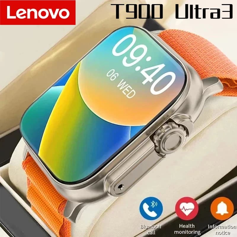 Lenovo T900 Ultra 3 Smart Watch Ultra IWO Watch NFC Bluetooth Call Heart Rate Waterproof 2.2Inch Wireless Fitness Watch Business