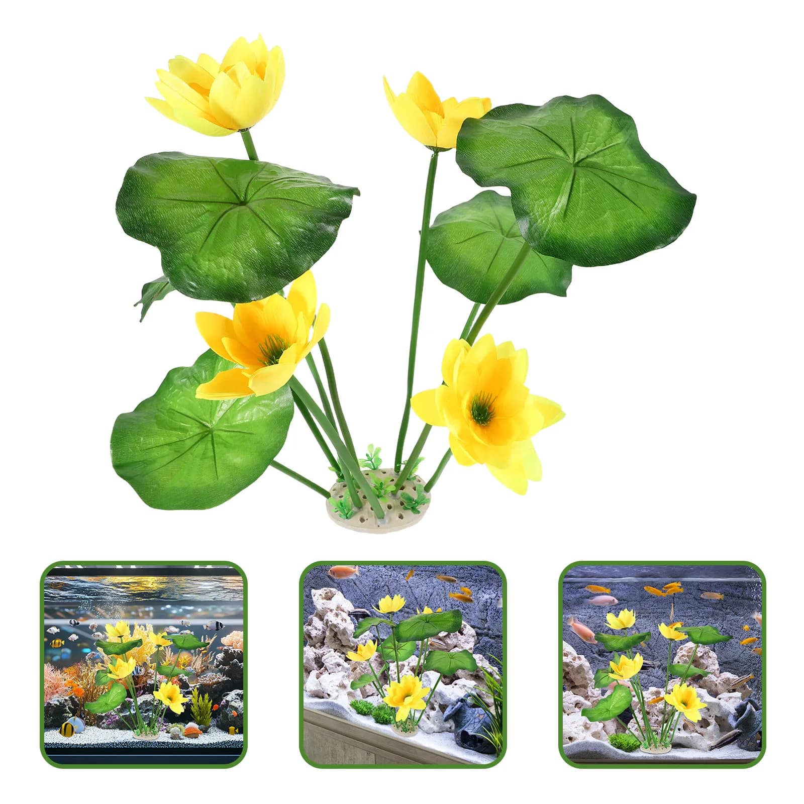 Artificial Aquarium Plants Realistic Fish Tank Landscaping Decoration Lifelike Lotus Flowers Aquarium Accessories Fish Tank