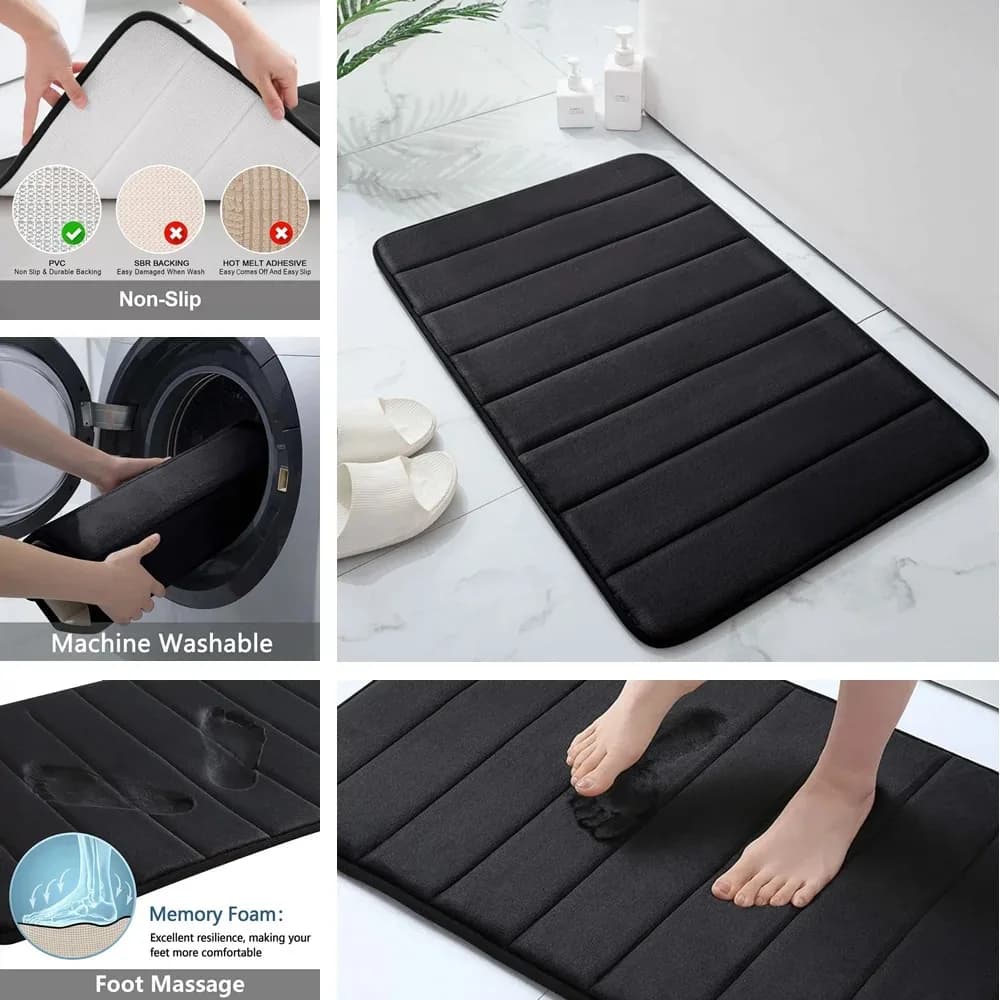 Memory Foam Ultra Soft Bathroom Mat, Anti-slip and Absorbent, Rapid Drying Mat for Shower, Side Mat for Bath