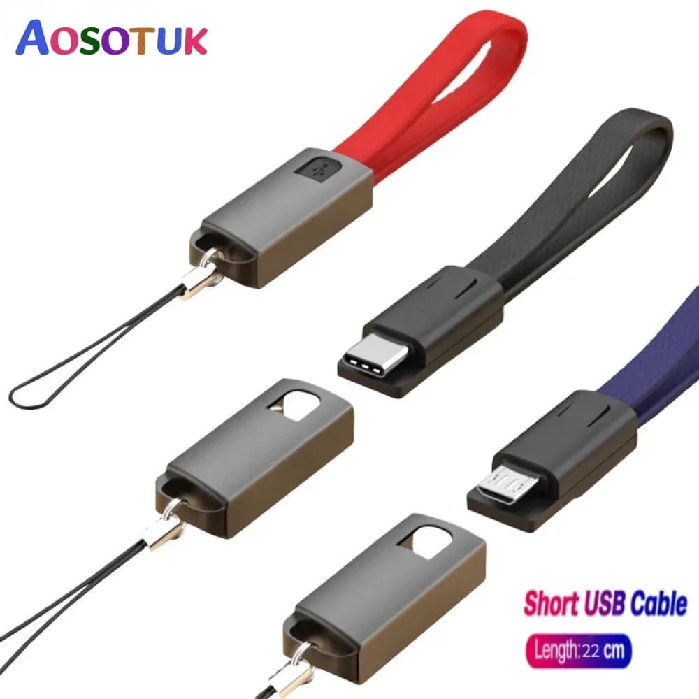 Cavo portachiavi per telefono cellulare AOSOTUK caricabatterie rapido per catena portachiavi con cavo corto Micro USB C di tipo C