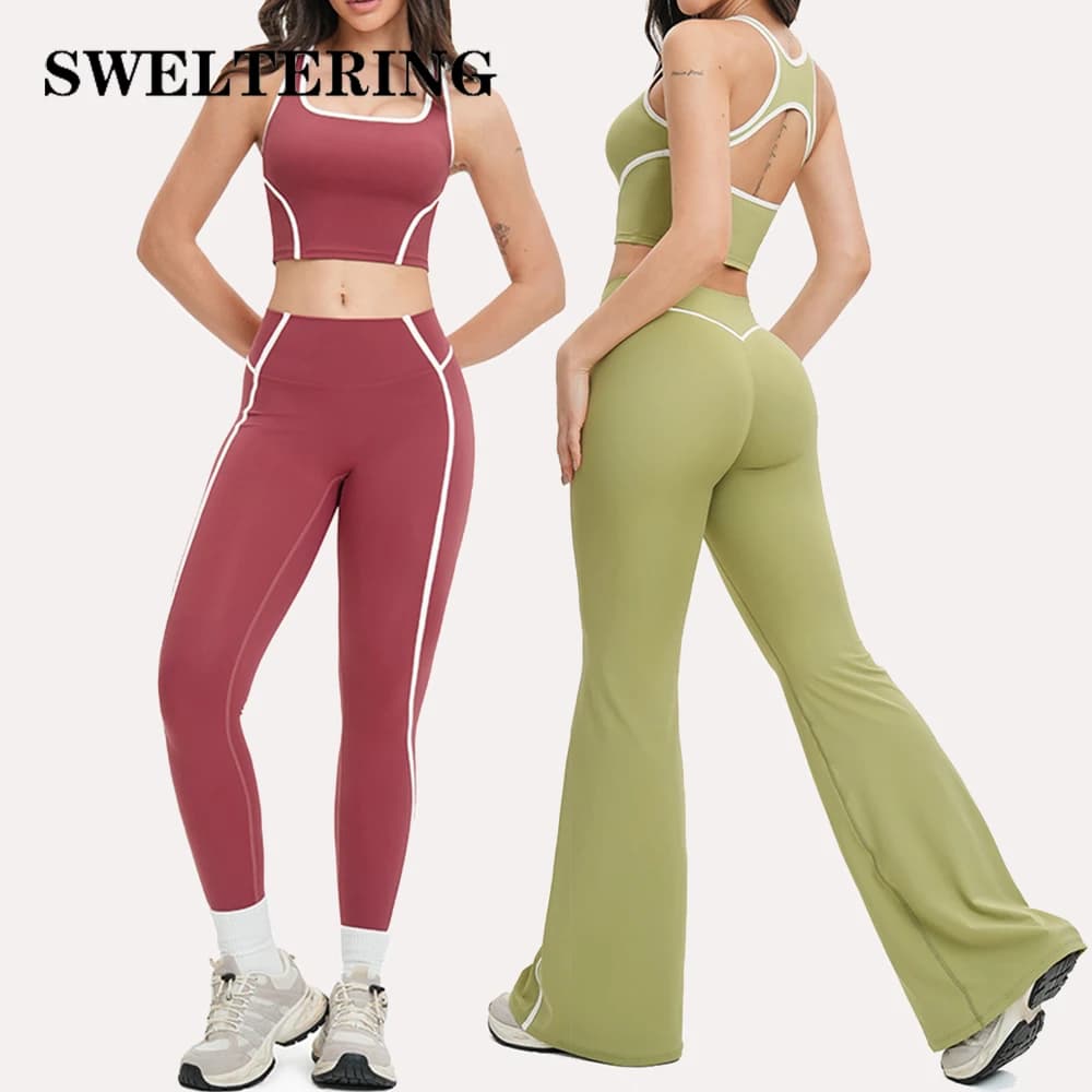 Abbigliamento da yoga a 2 pezzi Tuta da donna Tuta da fitness per pilates Set da allenamento per palestra Abbigliamento sportivo Reggiseno sportivo push up femminile Leggings