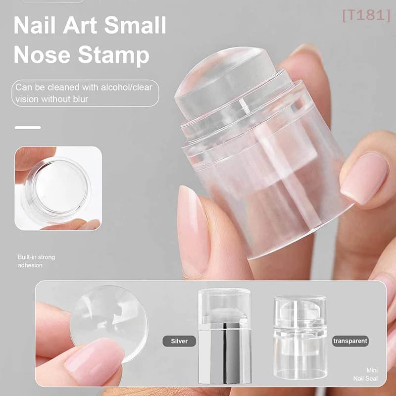 Timbro per unghie in silicone trasparente con raschietto, per stampare e decorare le unghie, strumenti per manicure.