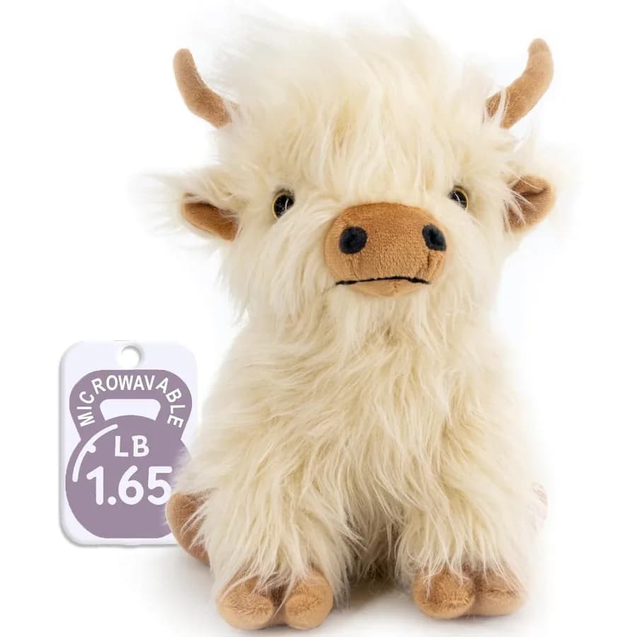 Marysun Microonde Highland Mucca Peluche Ponderato Peluche Riscaldatore per Ragazze Donne Anziani Regalo Accogliente Caldo Comfo